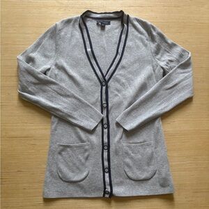 Woman's Large Tommy Hilfiger Grey Cardigan Sweater V-neck Size Medium Preppy Y2K
